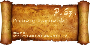 Preiszig Szaniszló névjegykártya